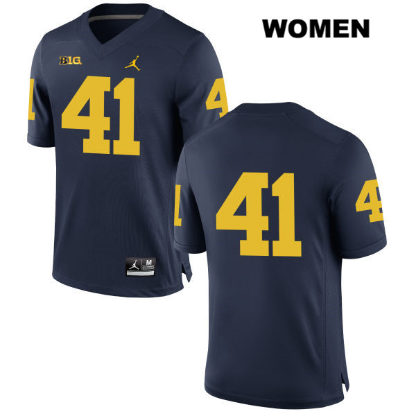 Women's NCAA Michigan Wolverines Quinn Rothman #41 No Name Navy Jordan Brand Authentic Stitched Football College Jersey BA25E10BT